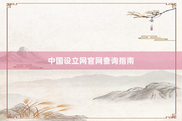 中国设立网官网查询指南