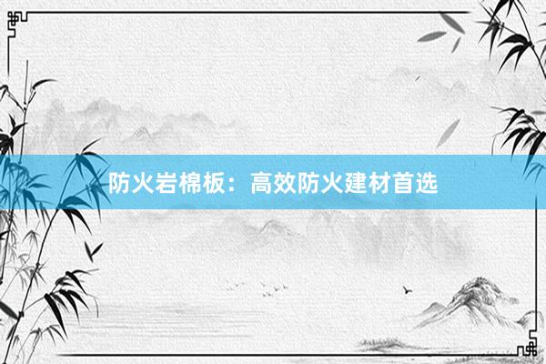 防火岩棉板：高效防火建材首选